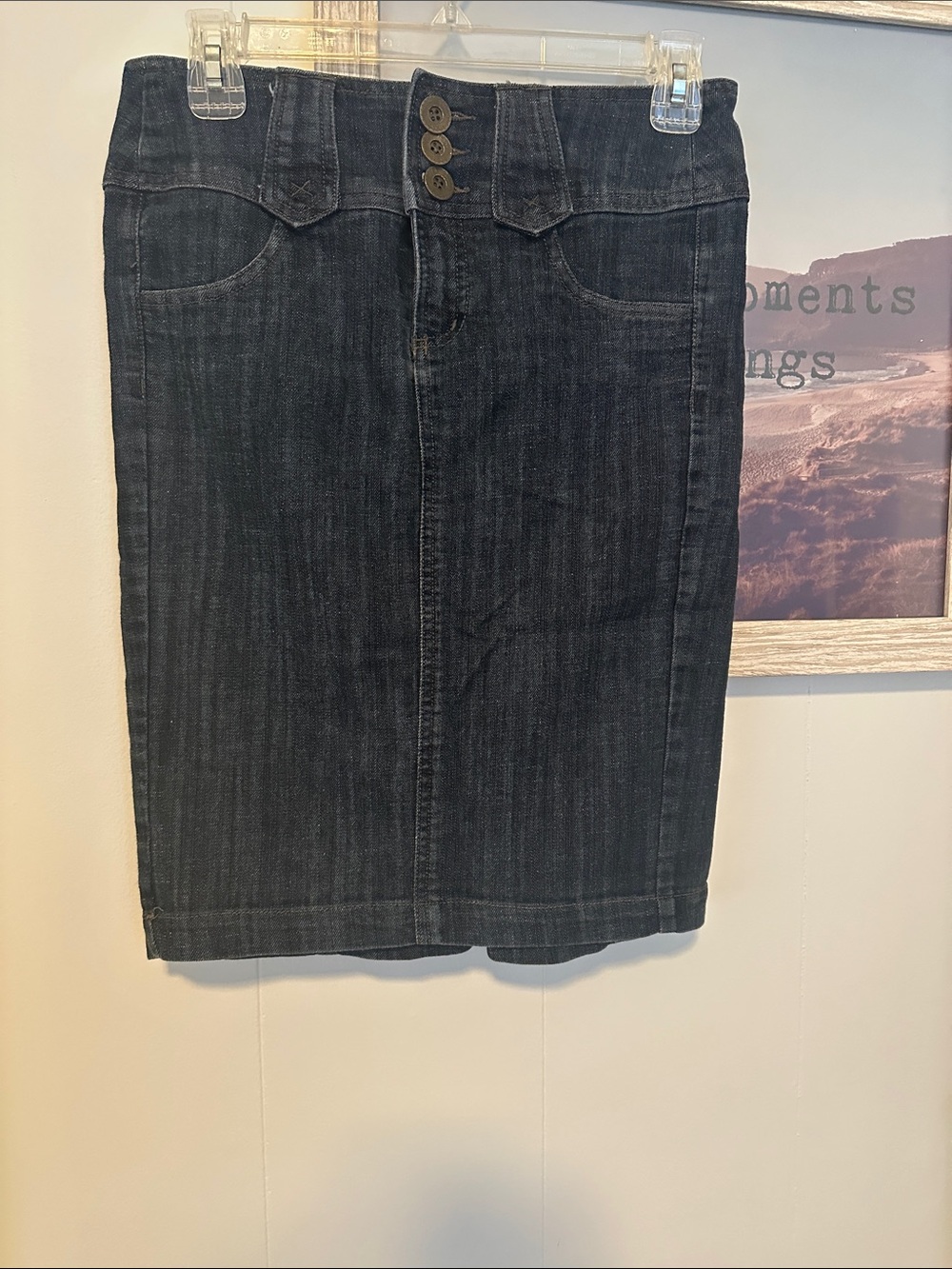 Size Medium Boom Boom Jeans Classic Dark Blue Denim Pencil Skirt